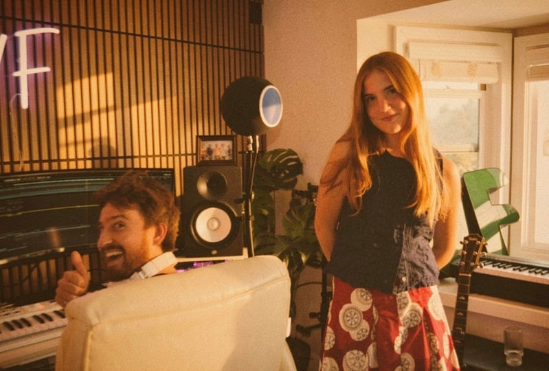 Nick and an artist mid-session